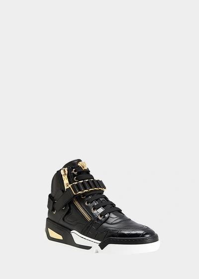 versace mujer tenis|Versace zipped high top sneakers.